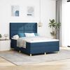 vidaXL Boxspringbett mit Matratze mit Kopfteil Blau 160 x 200 cm Stoff