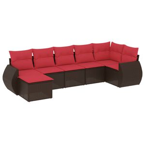vidaXL 7-teiliges Gartensofa-Set mit Kissen, braun, Polyrattan