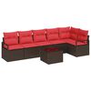 vidaXL Gartensofa-set 7 stk. Braun und Rot Poly-Rattan