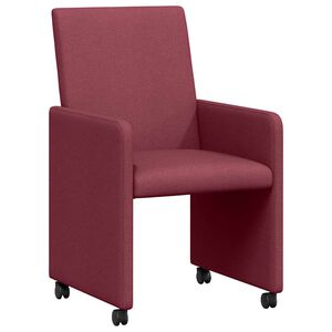 vidaXL Esszimmerst&uuml;hle mit Rollen 2 stk. Stoff Weinrot 57 x 66 x 94 cm