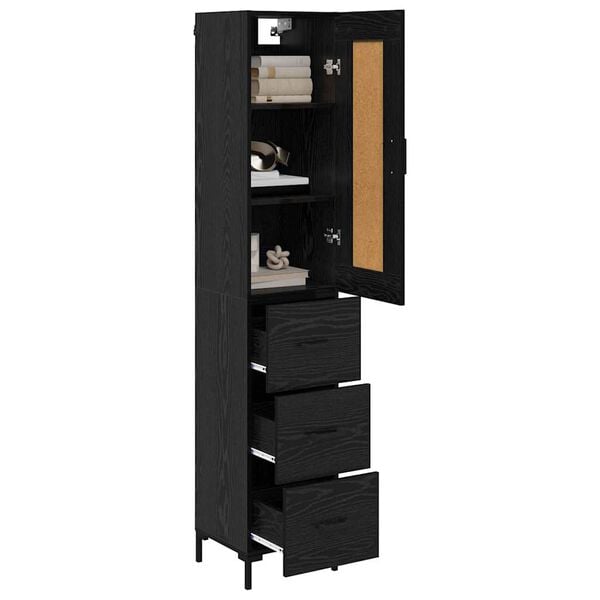 vidaXL Highboard Schwarz Eichen-Optik 34,5 x 34 x 180 cm Holzwerkstoff