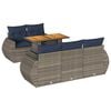 vidaXL 6-tlg. Garten-Sofagarnitur mit Kissen Grau Poly Rattan