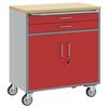 vidaXL Trolley Rolling Workbench Mit Rad Rot und Grau 75 x 45 x 85 cm