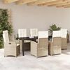 vidaXL Garten Essgruppe mit Kissen 7 pcs Beige Poly-Rattan