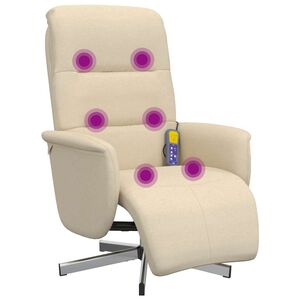 vidaXL Massagesessel mit Fu&szlig;teil Creme Stoff