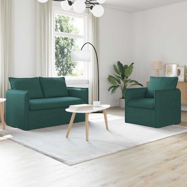 vidaXL Sofa 2 pcs Dunkelgr&uuml;n