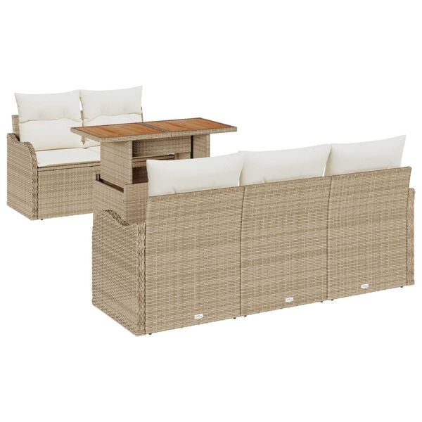 vidaXL Garten-Sofa-Set mit Speicher 6 pcs Beige Poly Rattan