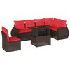 vidaXL 7-teiliges Gartensofa-Set mit Kissen, braun, Polyrattan
