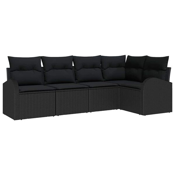 vidaXL Sofa Set mit Kissen Schwarz Polyester