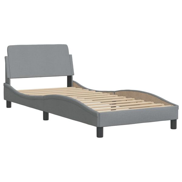 vidaXL Bett mit Matratze "Dover" Hellgrau 90x200 cm Stoff