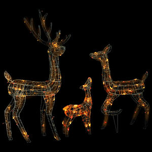 vidaXL LED-Rentier-Familie Weihnachtsdeko Acryl 300 LED Bunt