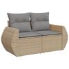 vidaXL 11-tlg. Garten-Sofagarnitur mit Kissen Beige Poly Rattan