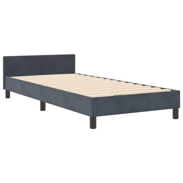 vidaXL Boxspringbett mit Kopfteil Dunkelgrau 90 x 200 cm Samt