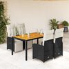 vidaXL 5-tlg. Garten-Bistro-Set mit Kissen Schwarz Poly Rattan