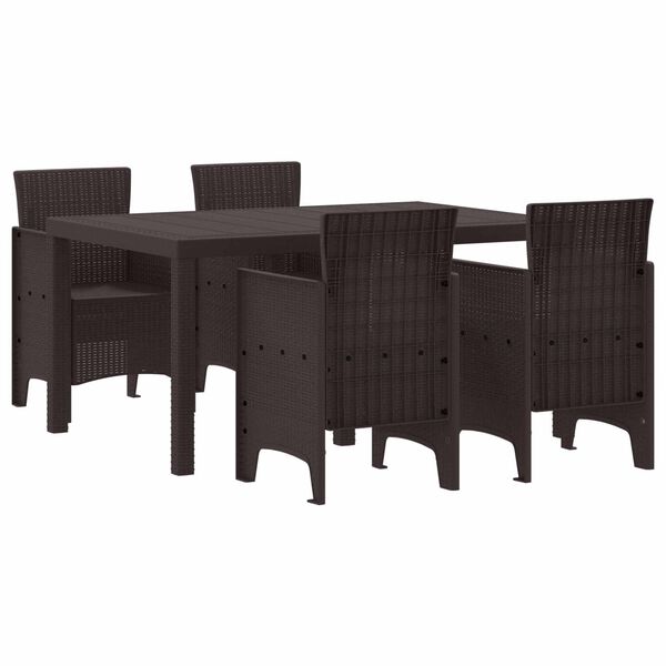 vidaXL Garten Essgruppe 5 pcs Braun Polt Rattan