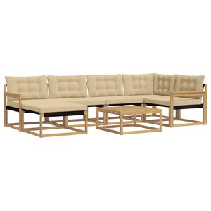 vidaXL Outdoor-Sofagarnitur 7 stk. Wei&szlig; und Beige Massivholz Akazie
