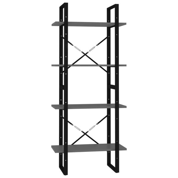 vidaXL B&uuml;cherregal 4 F&auml;cher Grau 60x30x140 cm Holzwerkstoff