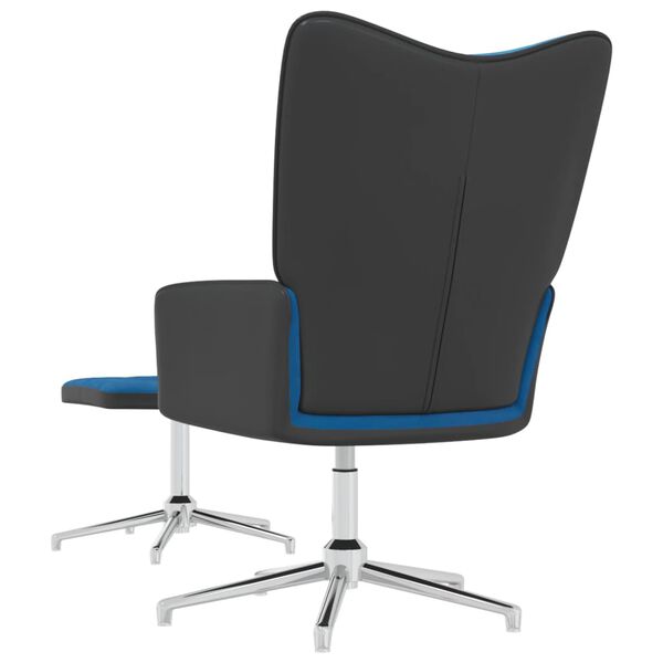 vidaXL Relaxsessel mit Hocker Blau Samt und PVC