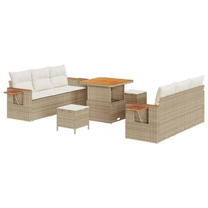 vidaXL Gartensofa-set mit Kissen 9 pcs Beige und Creme