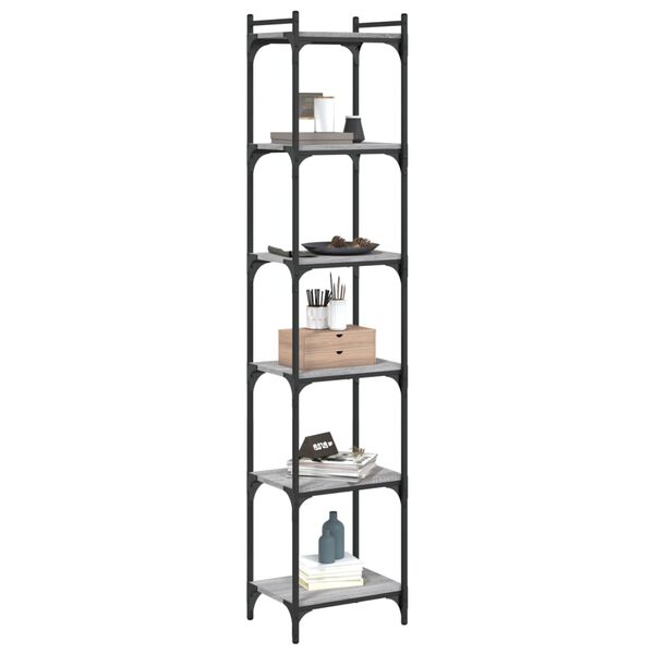 vidaXL B&uuml;cherregal 6 B&ouml;den Grau Sonoma 40x30x188 cm Holzwerkstoff