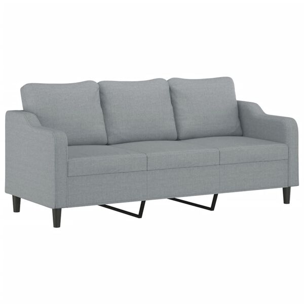 vidaXL 3-Sitzer-Sofa mit Zierkissen Hellgrau 180 cm Stoff