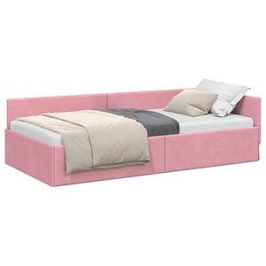 vidaXL Eckbettgestell Rosa 80 x 200 cm Samt