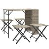 vidaXL 5-tlg. Garten-Camping-Set Klappbar Hellgrau Poly Rattan