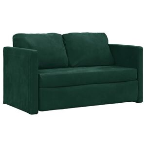 vidaXL Bodensofa mit Schlaffunktion Dunkelgr&uuml;n 122x204x55 cm Samt