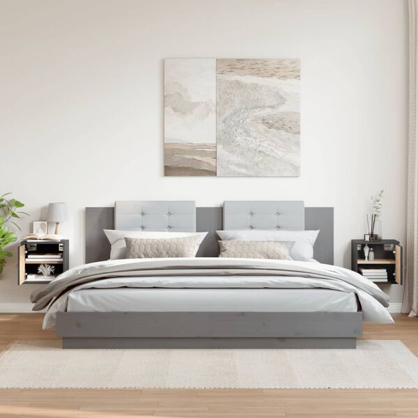 vidaXL Wandschr&auml;nke 2 Stk. Grau 31,5x30x30 cm Massivholz Kiefer