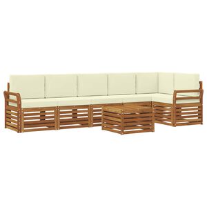vidaXL Ecksofa Set mit Kissen 7 pcs Natur und Creme Massivholz Akazie
