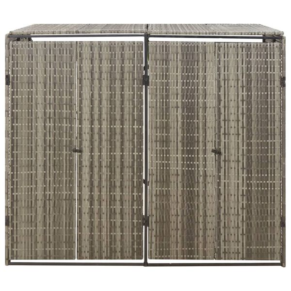 vidaXL Mülltonnenbox für 2 Tonnen Grau 140x80x117 cm Poly Rattan