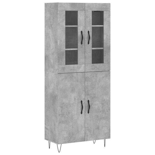 vidaXL Highboard Betongrau 69,5x34x180 cm Holzwerkstoff