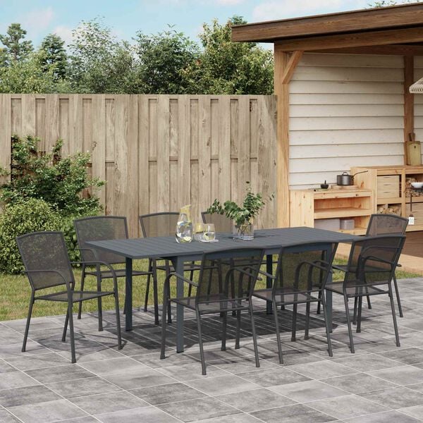 vidaXL Garten Essgruppe 9 pcs Anthrazit Stahl