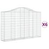 vidaXL Gabionen mit Hochbogen 6 Stk. 200x30x120/140cm Verzinktes Eisen