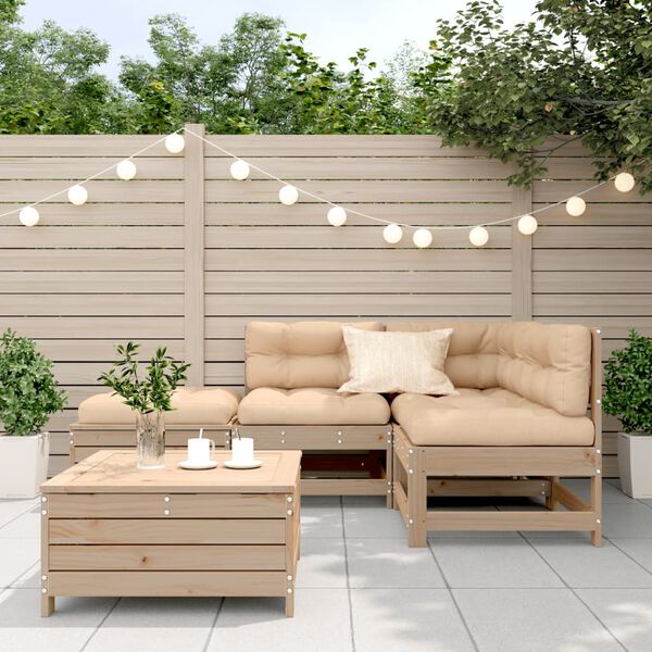 vidaXL 5-tlg. Garten-Lounge-Set mit Kissen Massivholz Kiefer