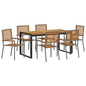 vidaXL Garten Essgruppe 7 stk. Grau und Braun Poly-Rattan