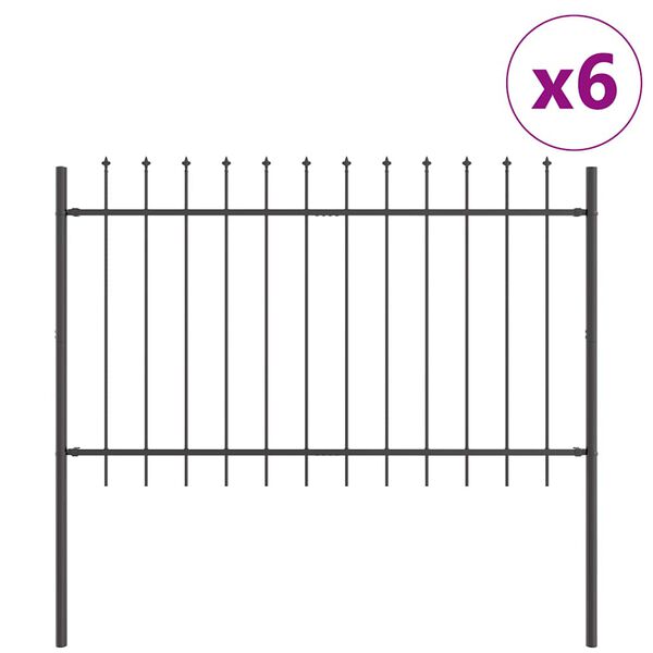 vidaXL Gartenzaun 6 pcs Grau 10,2 x 1 m Pulverbeschichteter Stahl