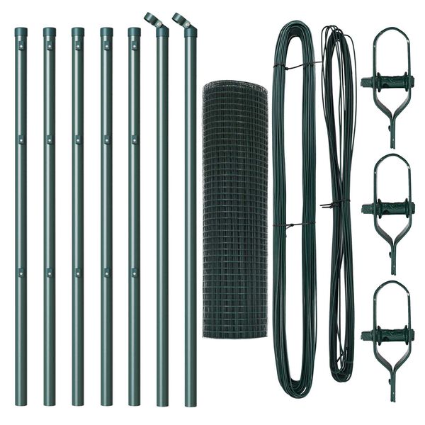 vidaXL Zaunpfosten Gr&uuml;n 10 x 0,6 m (16 x 16 mm Netz) Stahl und PVC