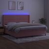 vidaXL Boxspringbett mit Matratze & LED Rosa 200x200 cm Samt