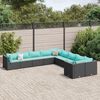 vidaXL 10-tlg. Garten-Sofagarnitur mit Kissen Schwarz Poly Rattan