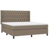 vidaXL Boxspringbett mit Matratze & LED Taupe 160x200 cm Stoff