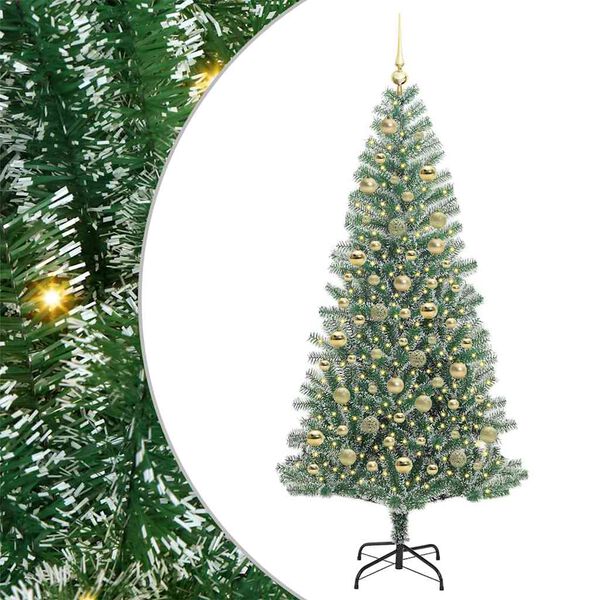 vidaXL K&uuml;nstlicher Weihnachtsbaum beschneit mit LED Licht 210 cm