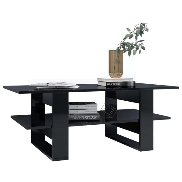 vidaXL Couchtisch Hochglanz-Schwarz 110x55x42 cm Holzwerkstoff