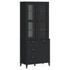 vidaXL Highboard VIKEN Schwarz 80x40x190 cm Massivholz Kiefer