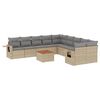 vidaXL 11-tlg. Garten-Sofagarnitur mit Kissen Beige Poly Rattan