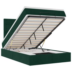 vidaXL Ottoman-Bett mit Matratzen & LEDs Dunkelgr&uuml;n 120x190 cm Samt