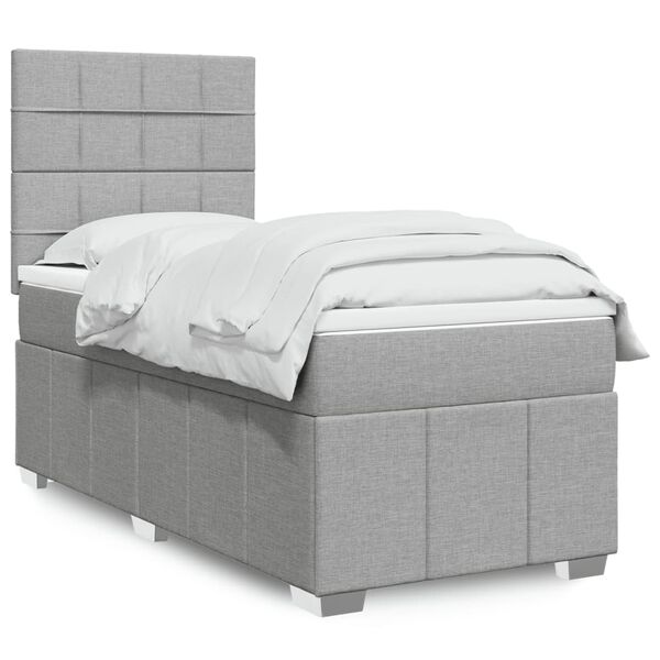 vidaXL Boxspringbett mit Matratze Hellgrau 90x200 cm Stoff