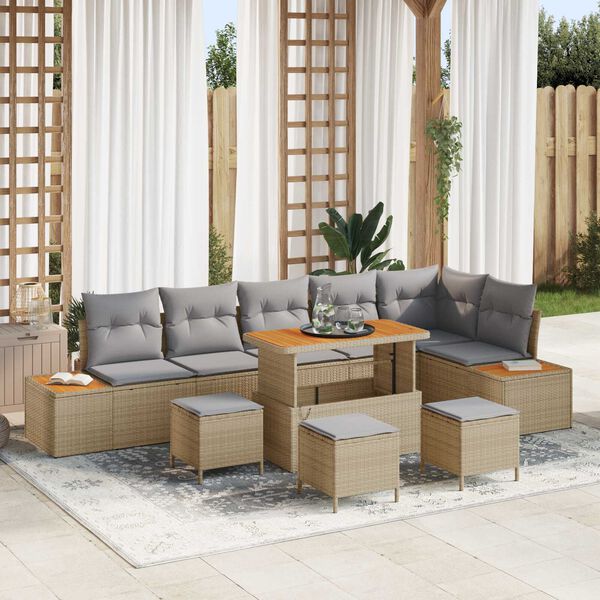vidaXL Gartensofa-set 10 pcs Beige Poly-Rattan