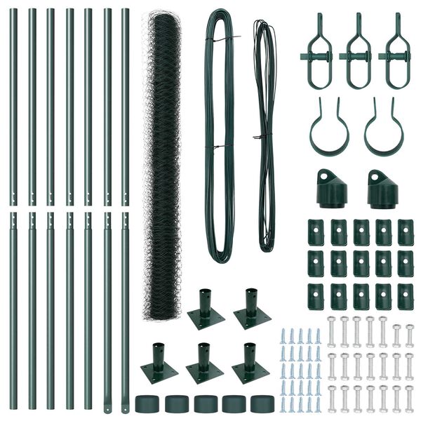 vidaXL Zaunpfosten Gr&uuml;n 10 x 1,6 m (50 mm Maschenweite) Stahl und PVC