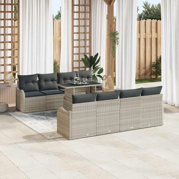 vidaXL Gartensofa-set mit Kissen 7 pcs Hellgrau Poly-Rattan